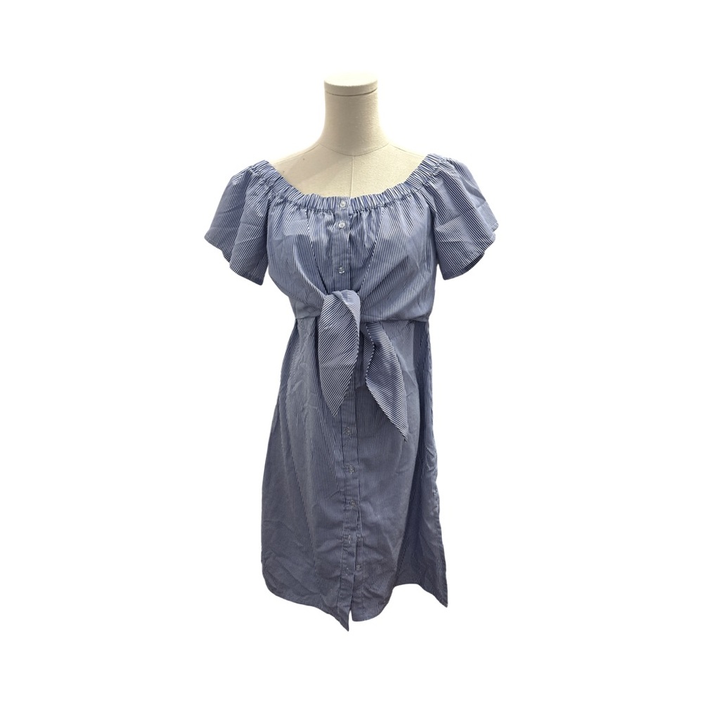 Blue Off-Shoulder Dress with Front Tie - size M/L